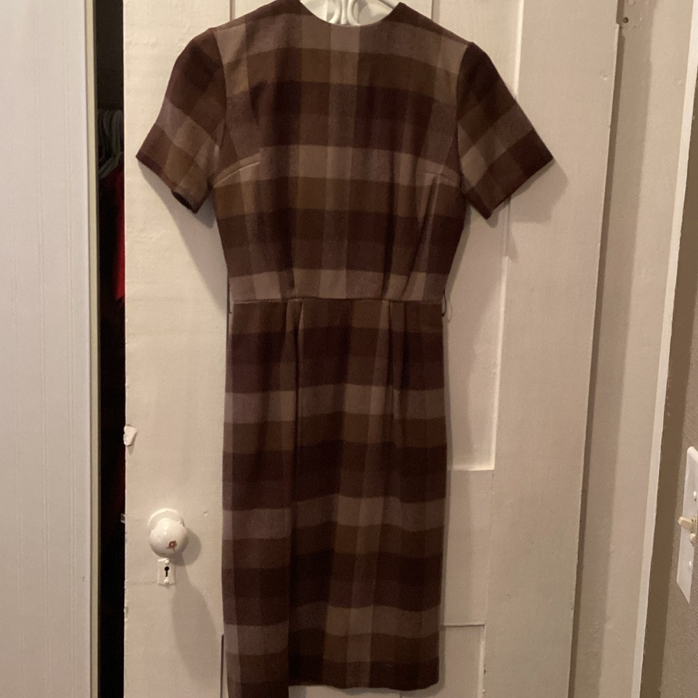 Elegant Brown Plaid Dress